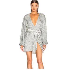 Retrofete Silver Mini Wrap Dress
